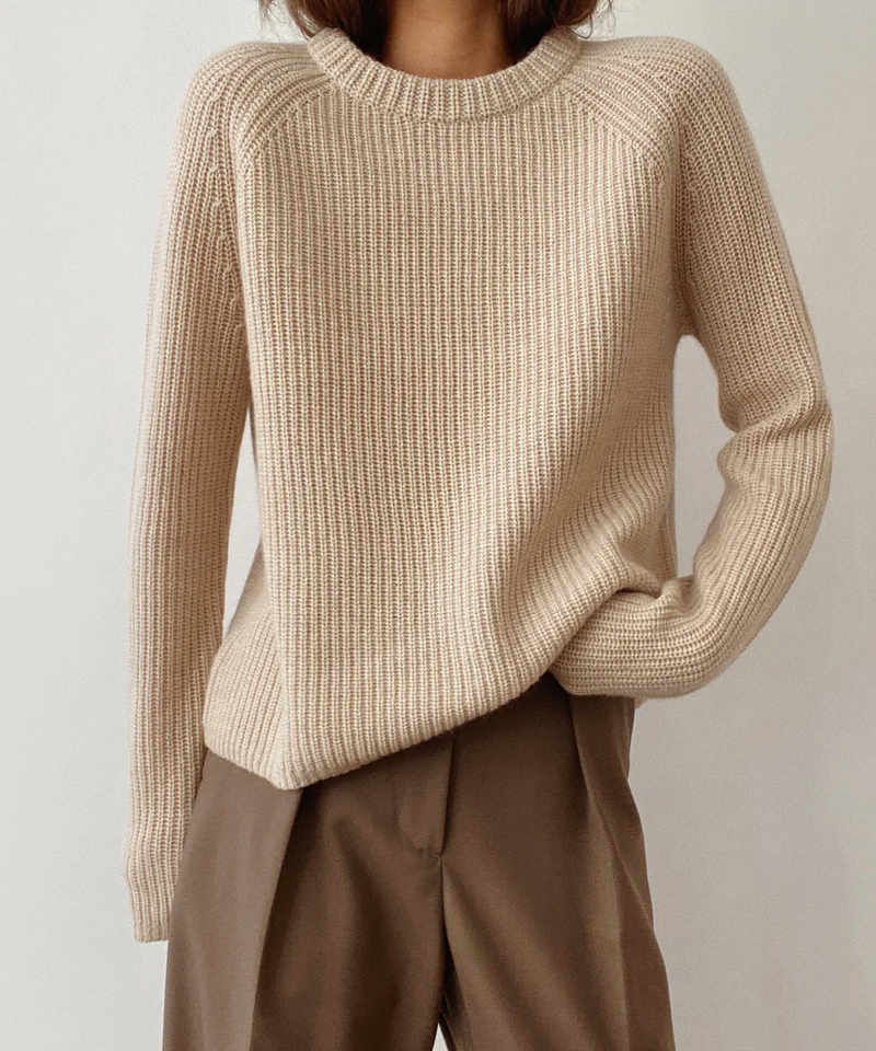 Cashmere Fisherman Sweater, Oatmeal