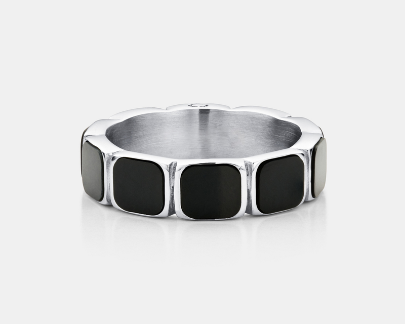 Silver Onyx Stone Band Ring