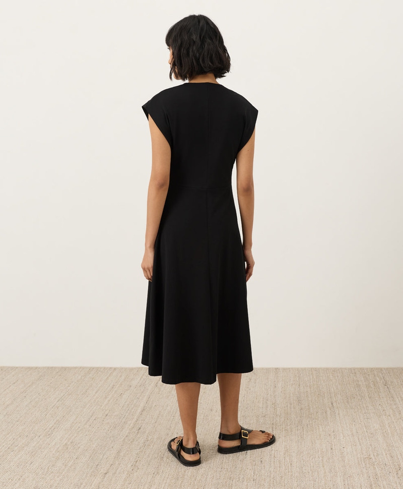 Women's Organic Fit & Flare V-Neck Twist Dress, Black