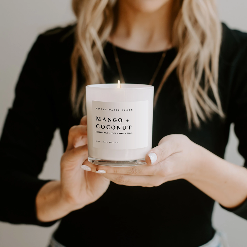 White Jar Candle + Wood Lid