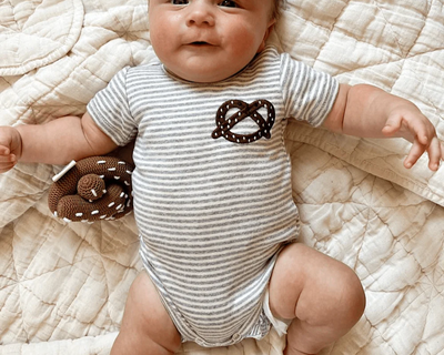 Pretzel Embroidered Organic Cotton Baby Bodysuit