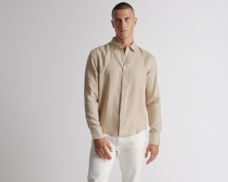 100% European Linen Relaxed Long Sleeve Shirt