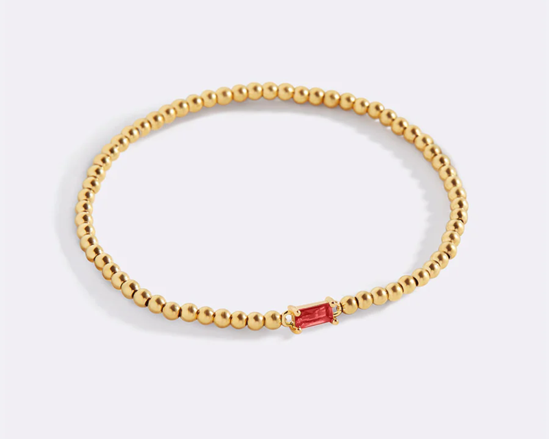 Gold Beaded Birthstone Bracelet