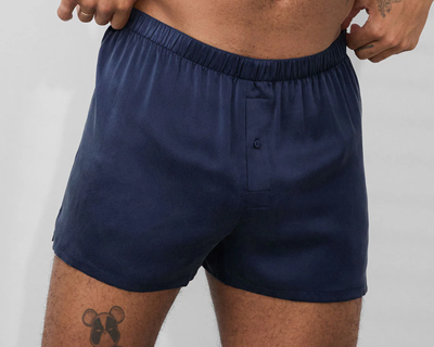 Men's Washable Silk Boxer, Deep Blue