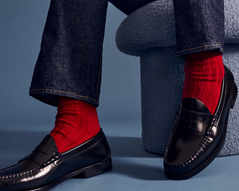 Men's Merino Wool Cashmere Blend Rib Calf Socks