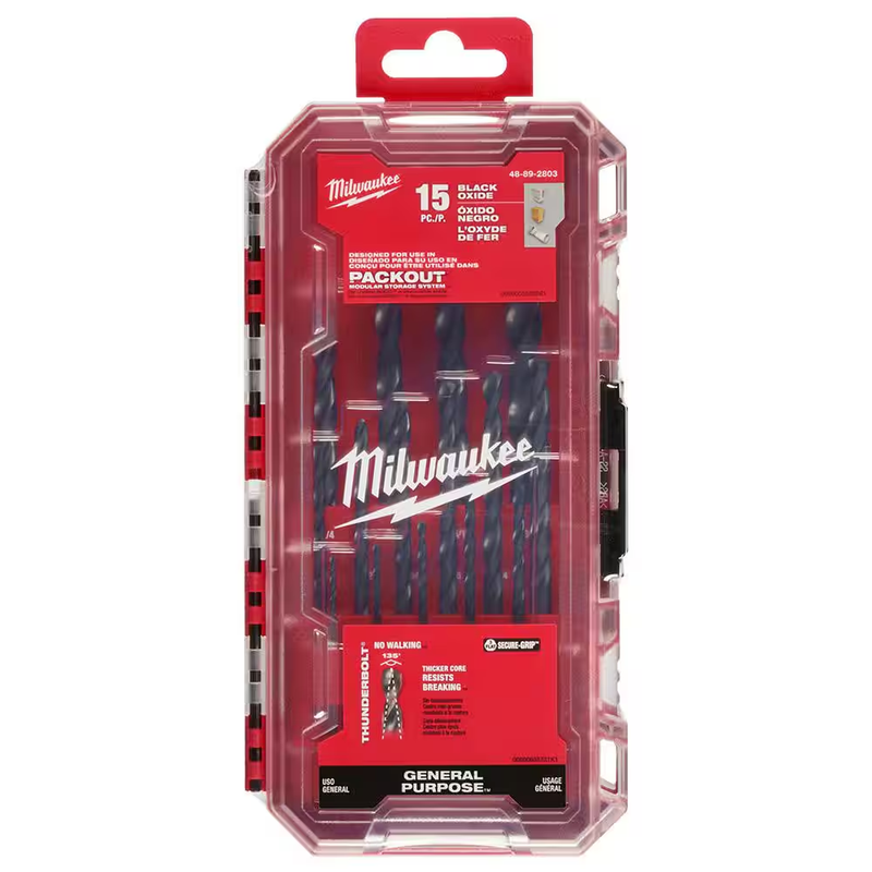 15-Piece THUNDERBOLT® Black Oxide Drill Bit Set