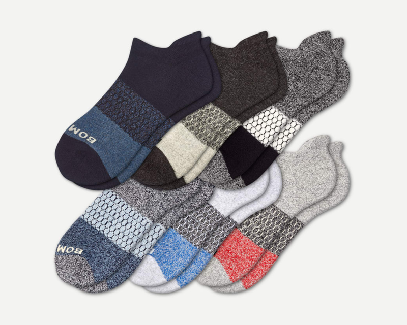 Men's Tri-Block Marl Ankle Sock 6-Pack