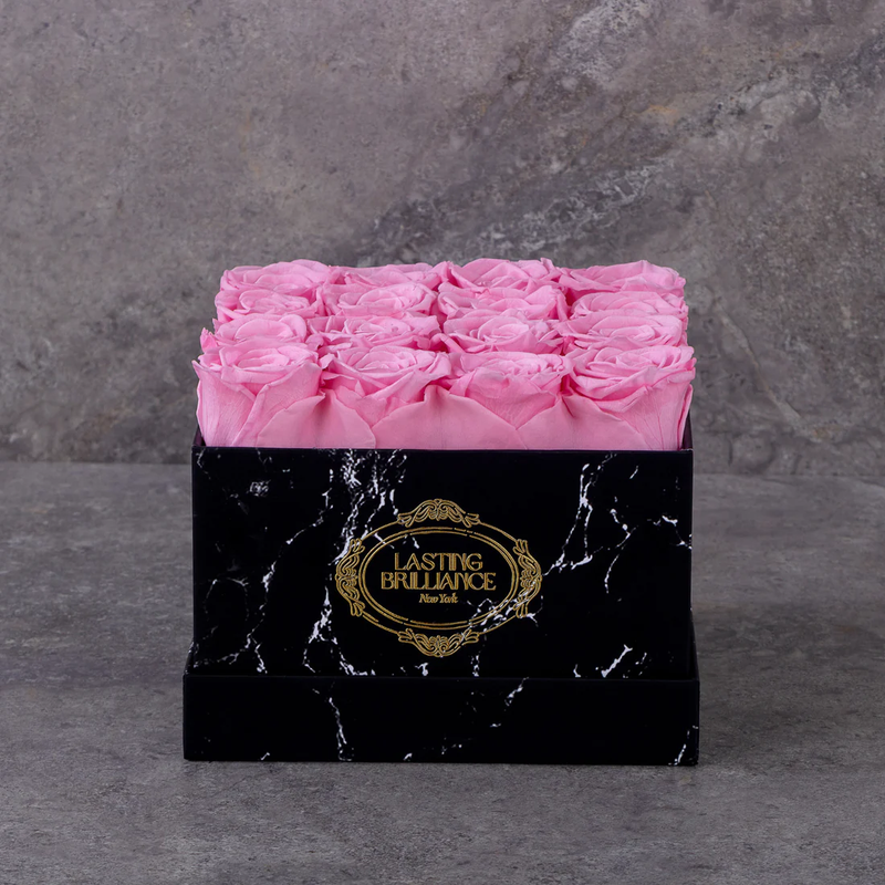 Ruby Crush 16 Pink Roses In Marble Box