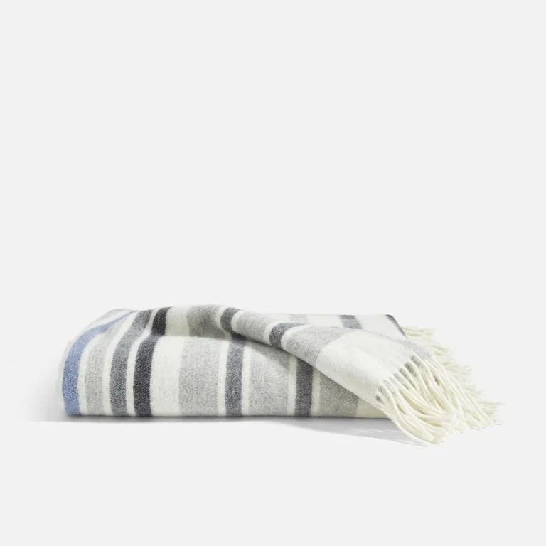 Striped Lambswool Throw Blanket 