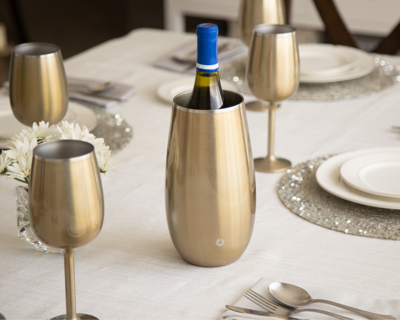 Stainless Steel Wine Chiller and Wine Glass Gift Set