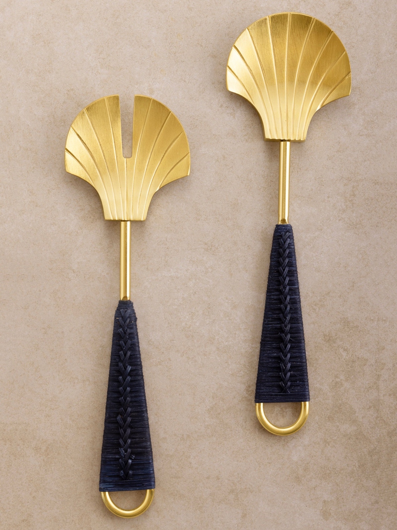 Vitali Shell Brass Salad Servers