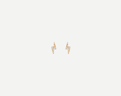 Lab Grown White Sapphire Bolt Stud Earrings