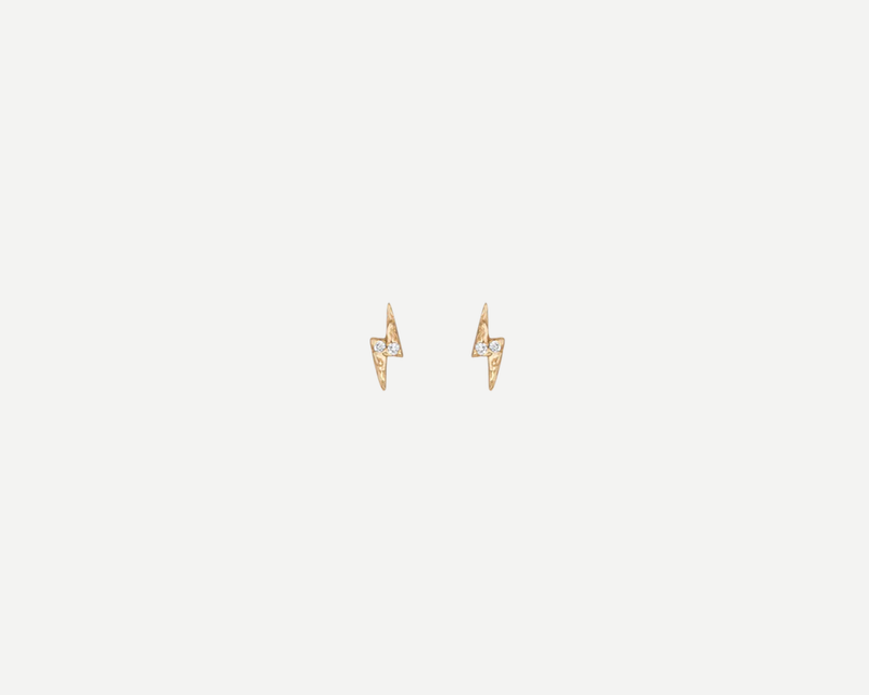 Lab Grown White Sapphire Bolt Stud Earrings