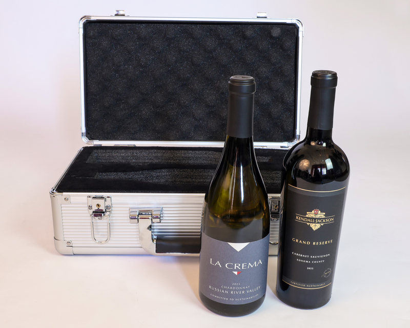 Two Bottles of Jackson Family Wine with VinBottle Black Aluminum Case