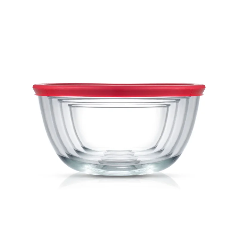 Large Glass Mixing Bowls with Lids, Set of 4