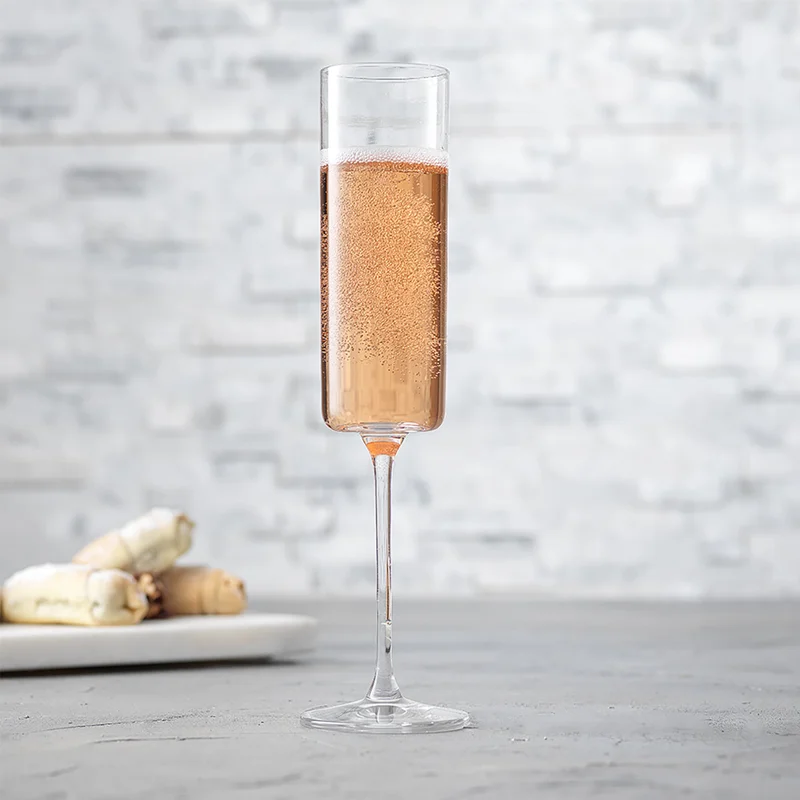 Claire European Crystal Champagne Flutes, Set of 2