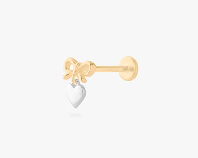 Two Tone Bow Flatback Stud, Single