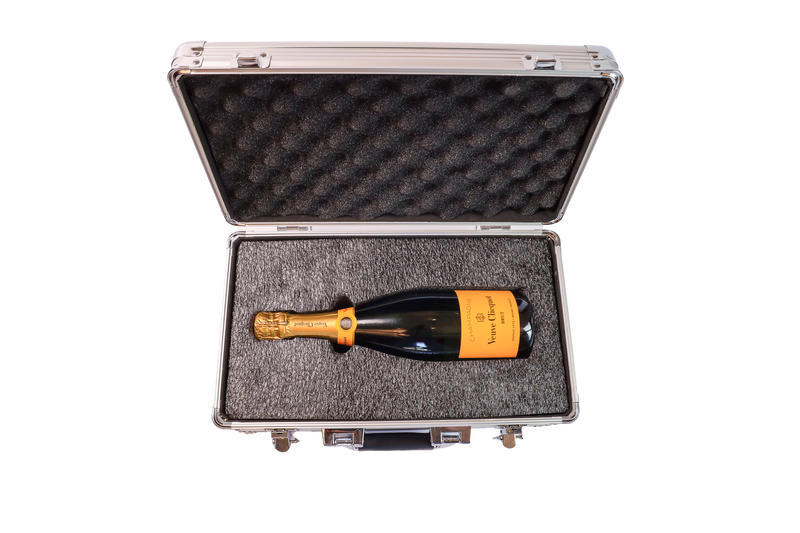 One Bottle of Veuve Clicquot with VinBottle Silver Champagne Aluminum Case
