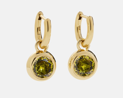 18K Gold Birthstone Drop Earrings