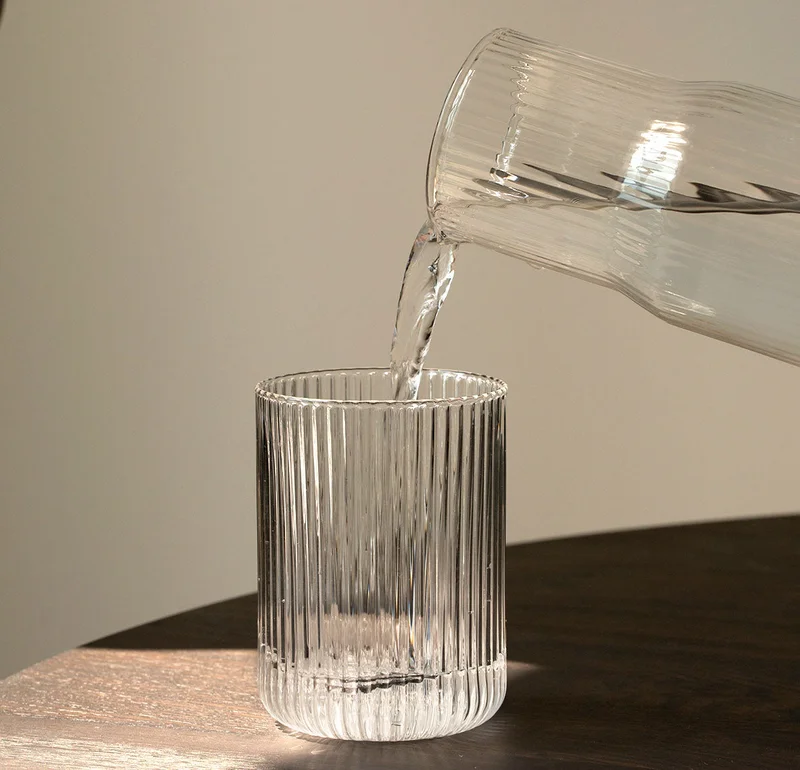 Stackable Ribbed Carafe and Glass Set