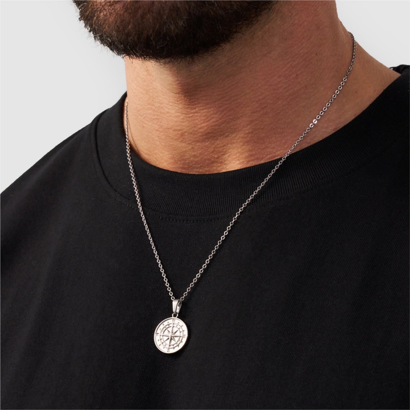 Silver Compass Pendant Necklace