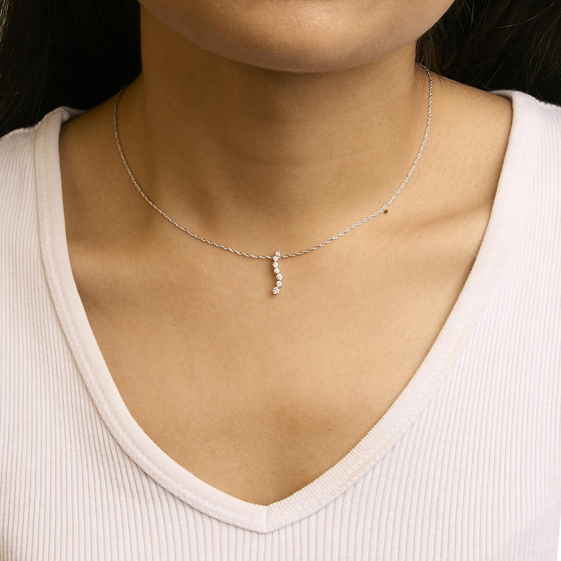 Sterling Silver Lab Grown Diamond Journey Pendant Necklace