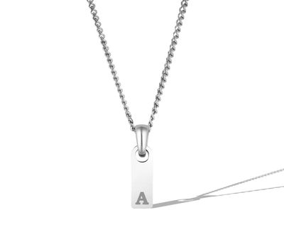 Silver Initial Tag Necklace