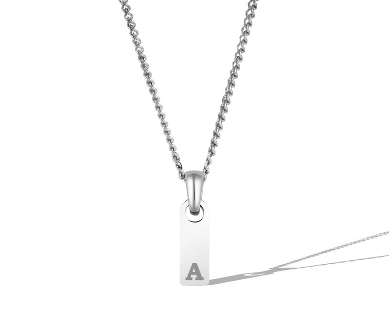 Silver Initial Tag Necklace