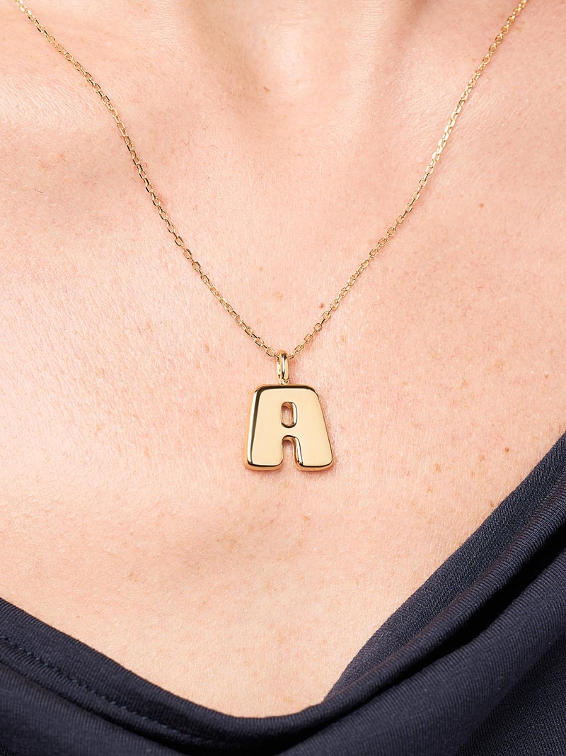 Sterling Silver Bubble Letter Necklace