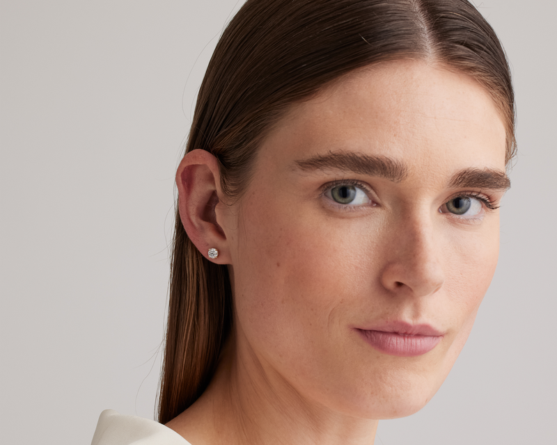 14K Gold Lab Grown 1 Carat Diamond Solitaire Studs