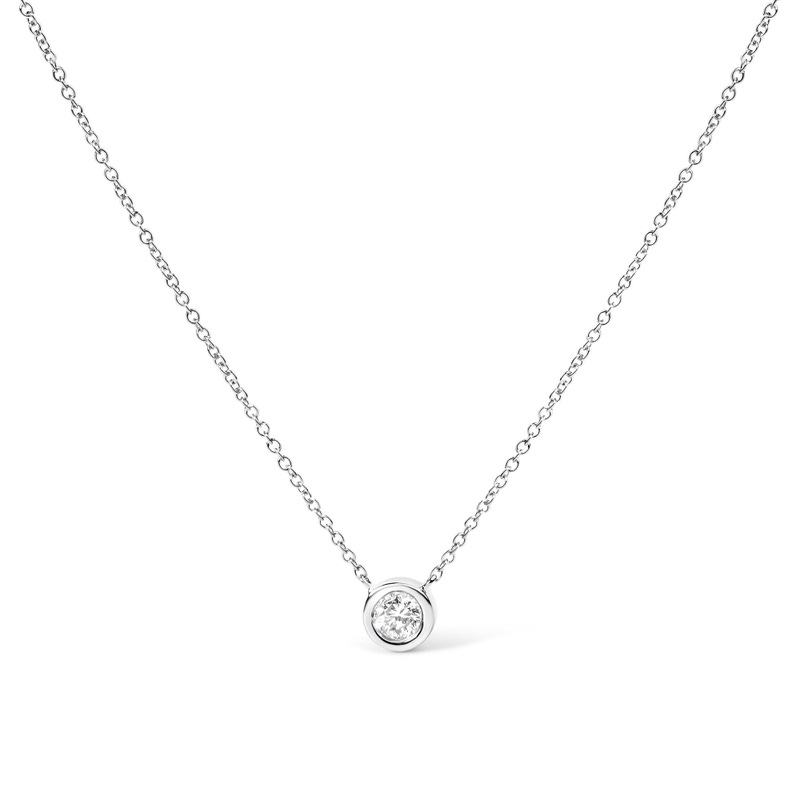 14K Gold 0.5 Carat Lab Grown Diamond Modern Bezel-Set Solitaire Pendant Necklace