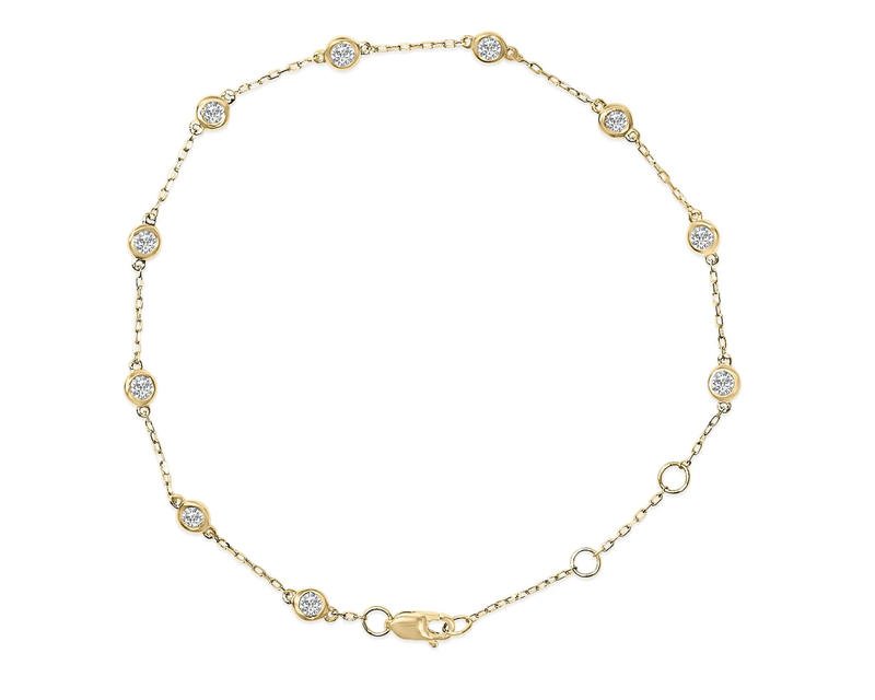 14K Gold 1/2 Cttw Bezel Set Lab Grown Diamond Station Bracelet