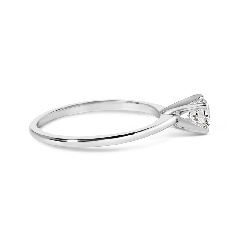 14K White Gold 1/2 Cttw Round Lab Grown Diamond 4 Prong Solitaire Engagement Ring