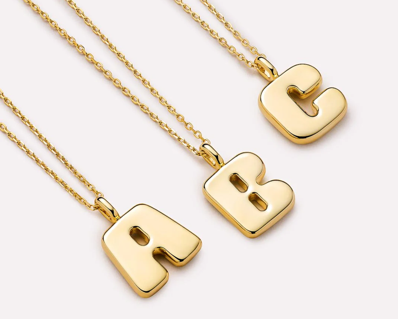 Sterling Silver Bubble Letter Necklace