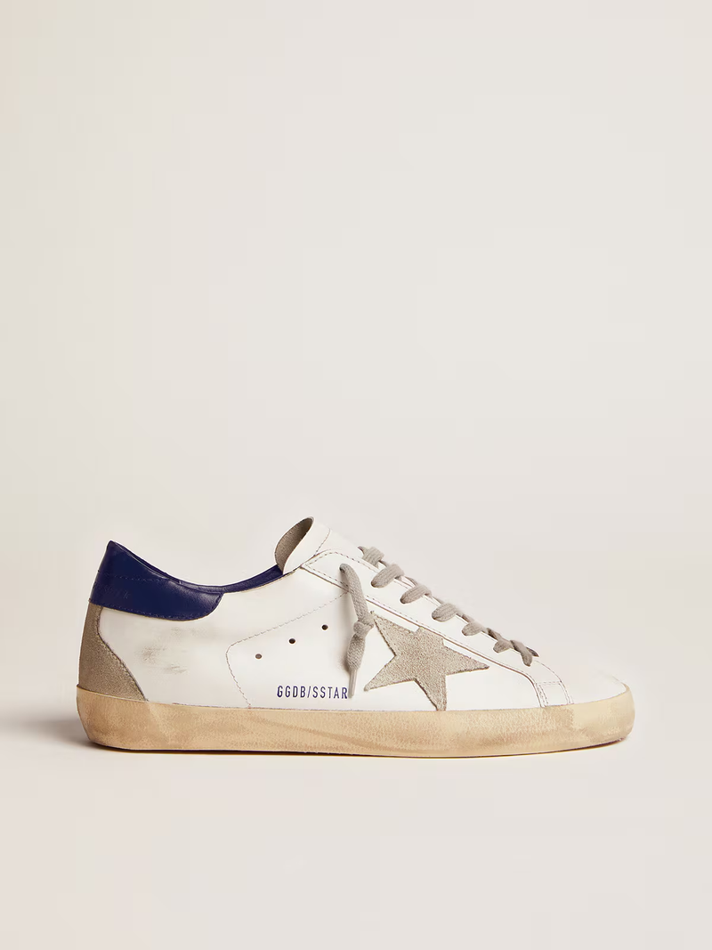 Women's Super-Star Sneakers with Suede Star and Blue Heel Tab