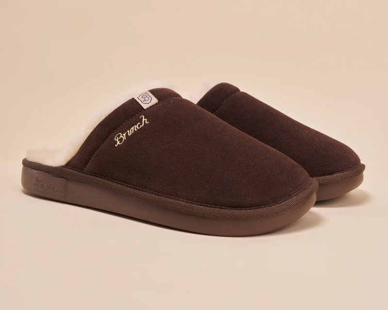 Essential Suede Shearling Slipper, Brown
