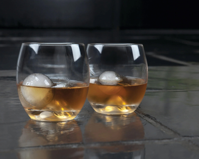 4-Piece Ice Sphere Mold and Crystal Tumbler Set