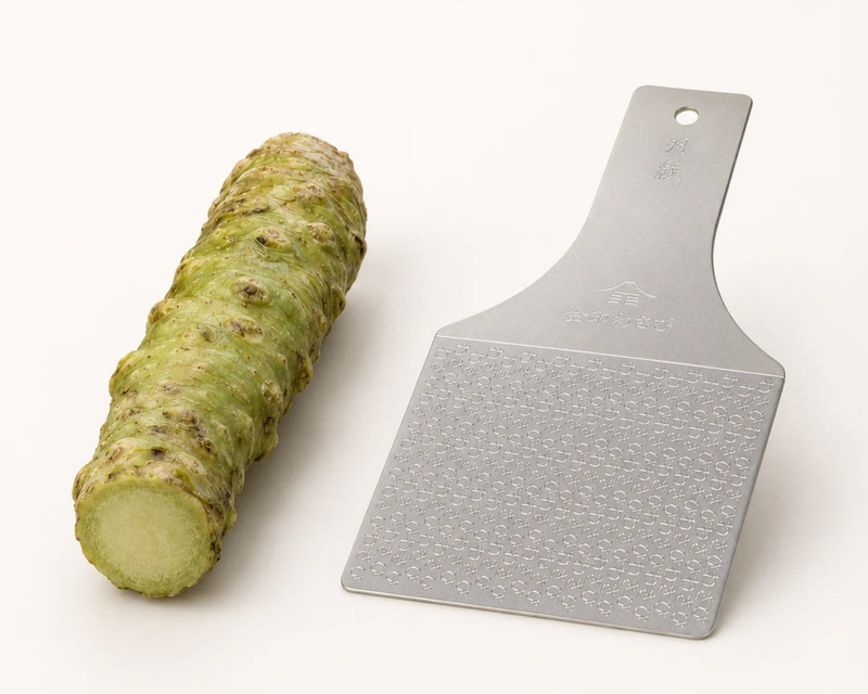 Fresh Japanese Wasabi Root & Steel Shark Grater Bundle