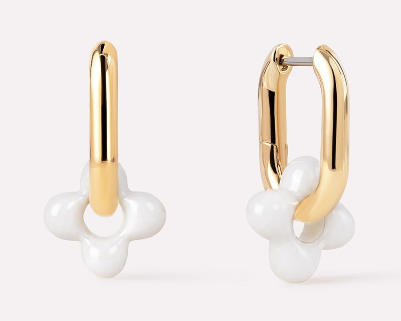 Cassia Hoops Mother of Pearl Flower Earrings