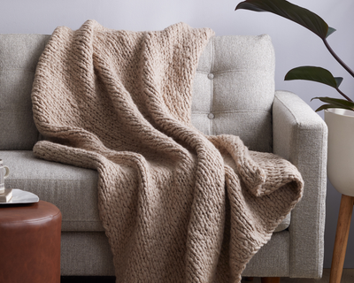 Chunky Hand Knit Wool Throw