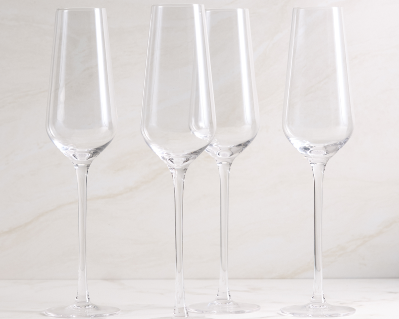 Mouth Blown Champagne Flute, Set of 4