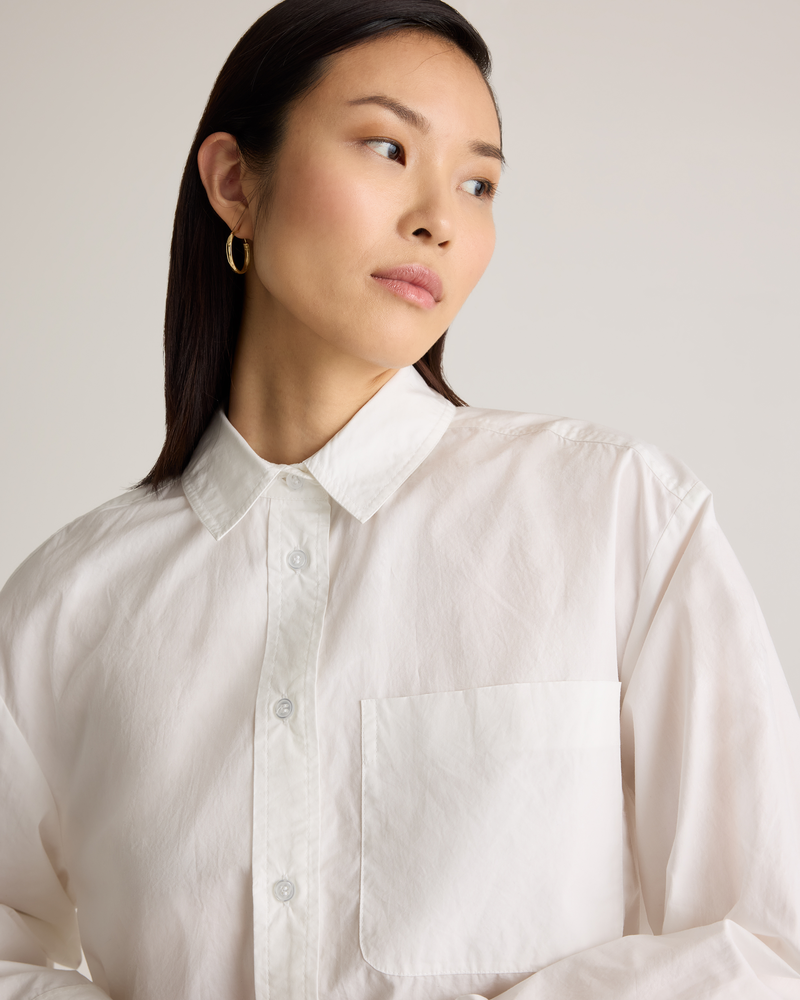 100% Organic Cotton Poplin Cropped Long Sleeve Shirt
