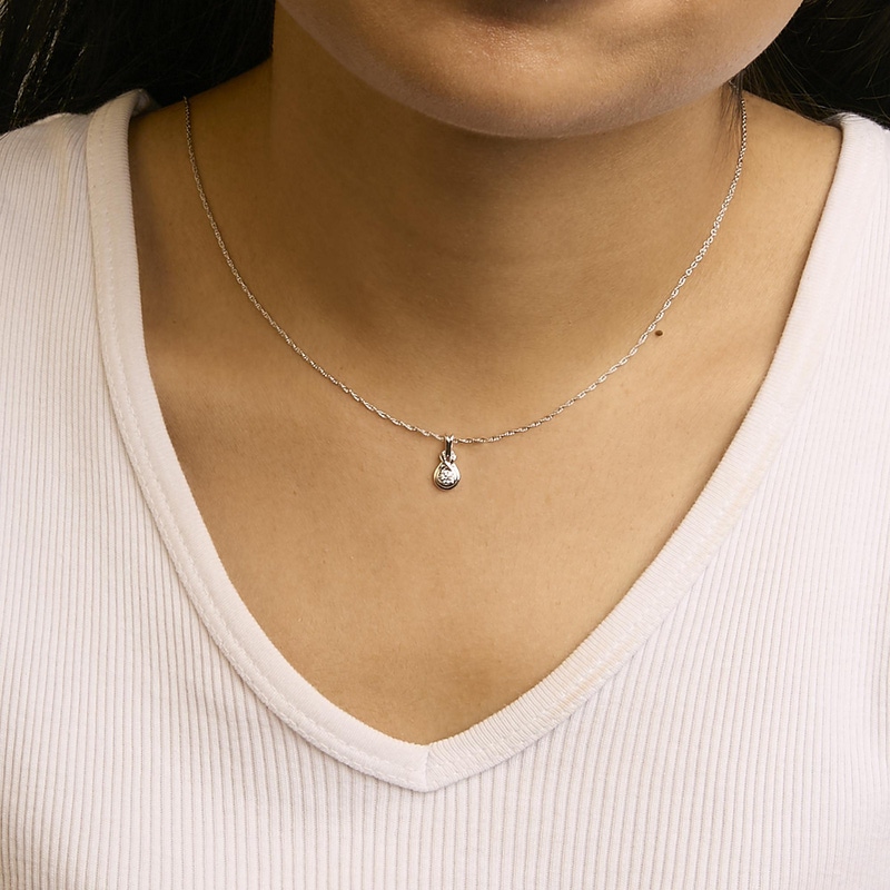 Sterling Silver Lab Grown Diamond Love Knot Solitaire Pendant Necklace