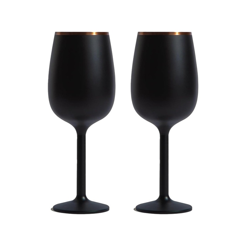 Stainless Steel Stemmed Wine Glass, Set of 2
