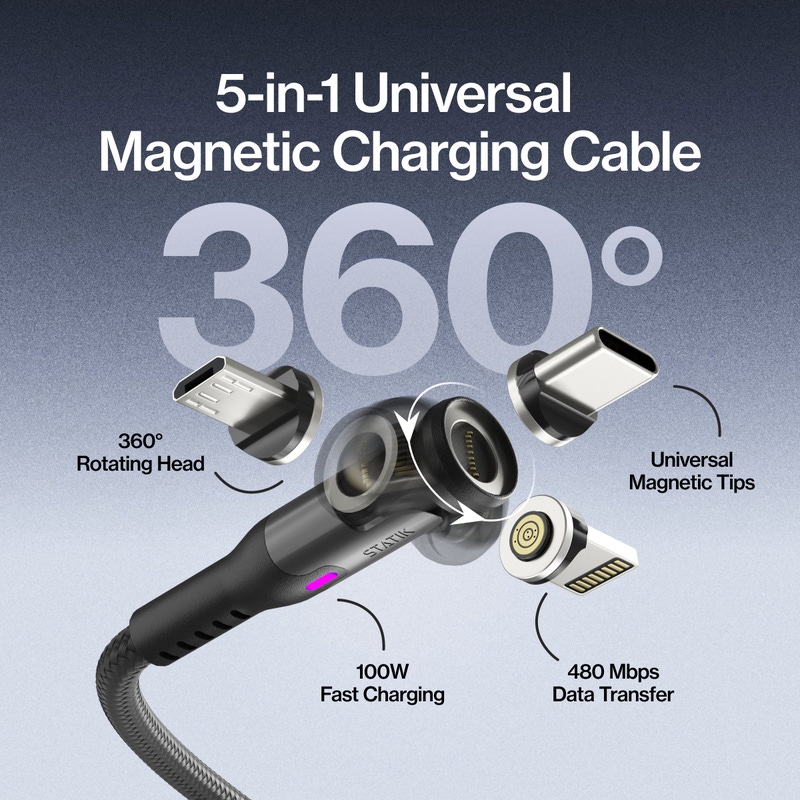 360 Pro 5-in-1 Universal Magnetic Charging Cable