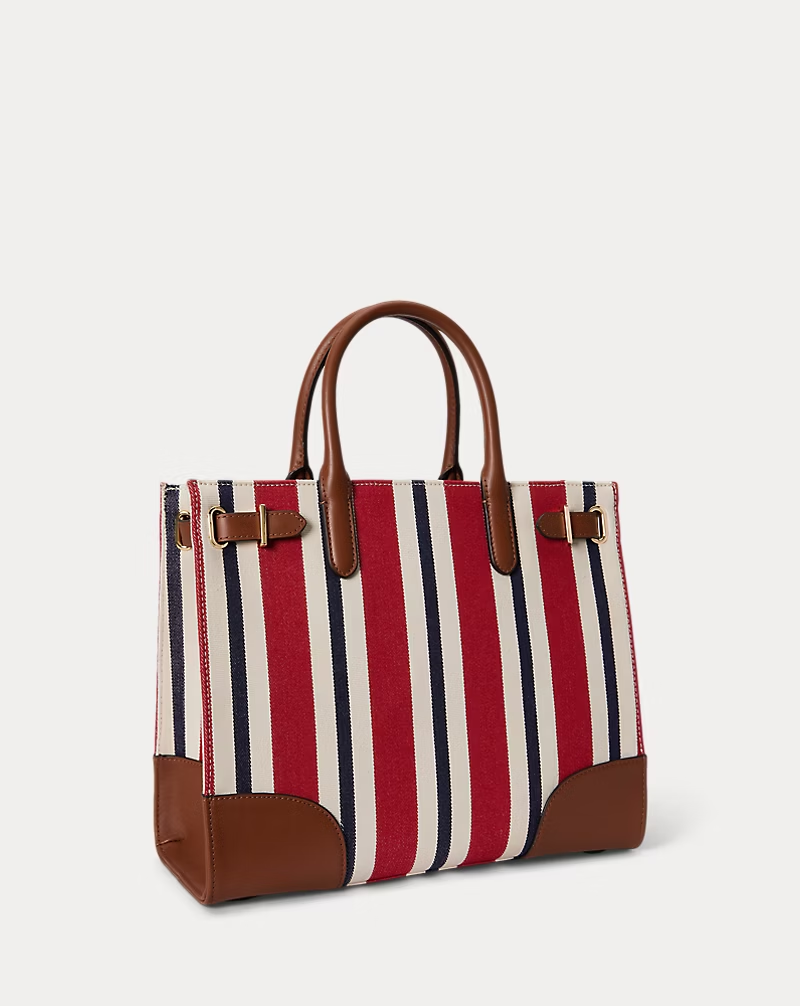 Striped Canvas Medium Devyn Tote Bag