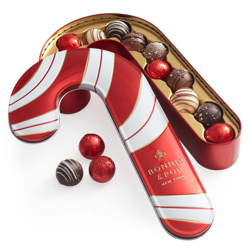 Candy Cane Gift Tin with Chocolate Truffles