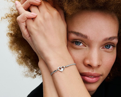 Sterling Silver Studded Chain Bracelet, 7.5 Inch