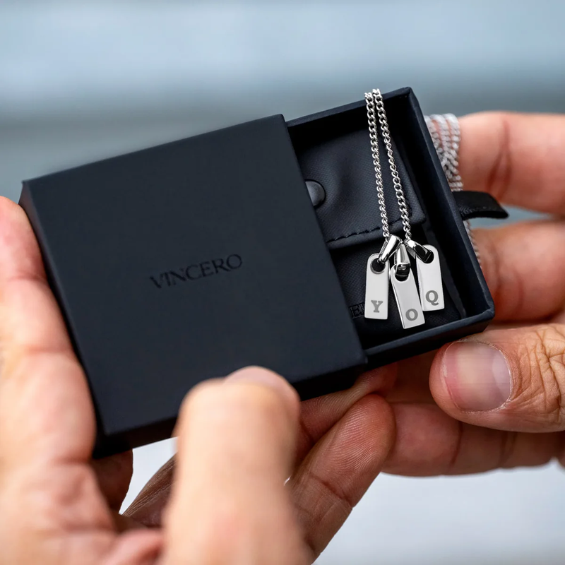 Silver Initial Tag Necklace