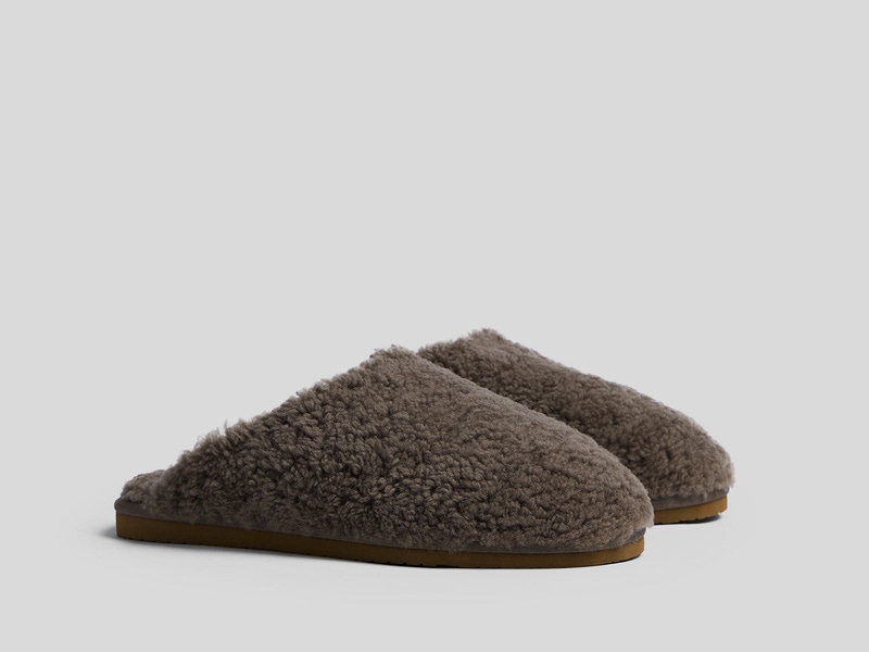 Shearling Wool Clogs, Ash